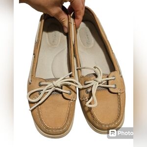 Women's Sperry Top Sider Laguna Linen Boat Shoes Size 8 Brown Tan